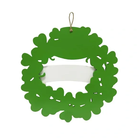 15.75” Happy Go Lucky St. Patrick's Day Shamrock Hanging Wreath - Picture 3 of 3